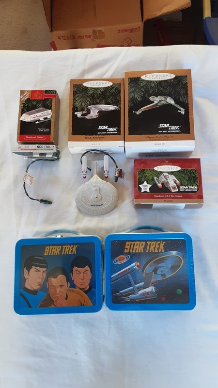Lot of 8 NIB Hallmark Vintage Star Trek Ornaments/Lunch Boxes1992-1999