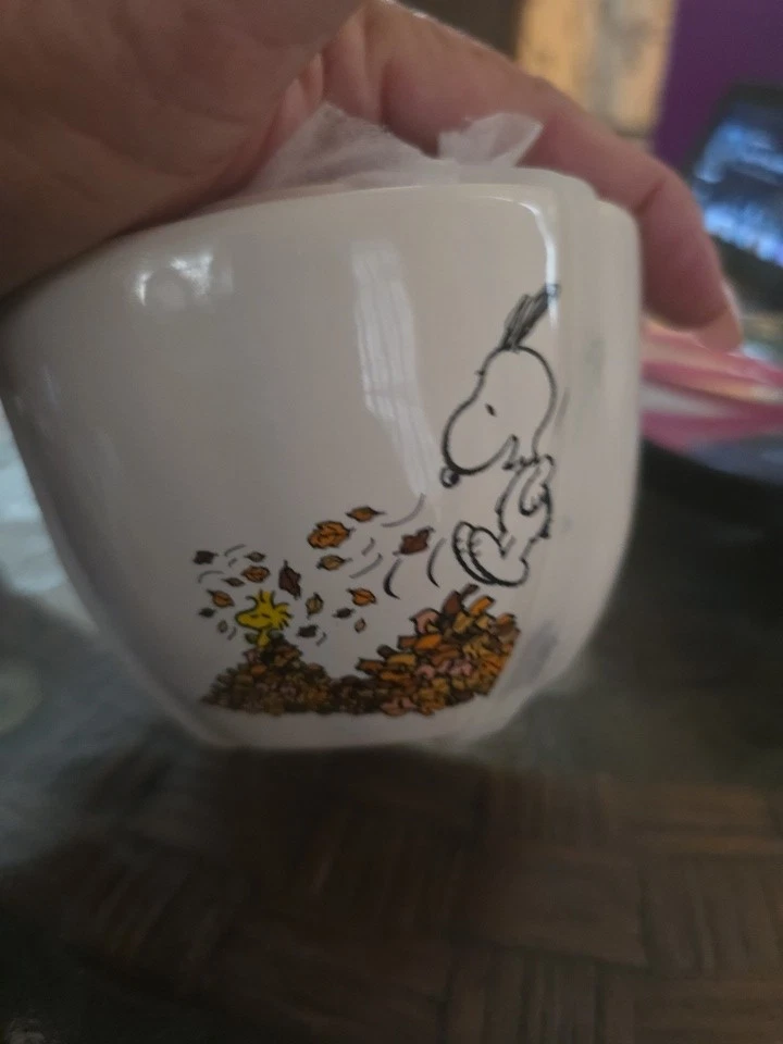 Four Rae Dunn Ceramic Holiday Measuring Cups Peanuts Snoopy Fall Autumn