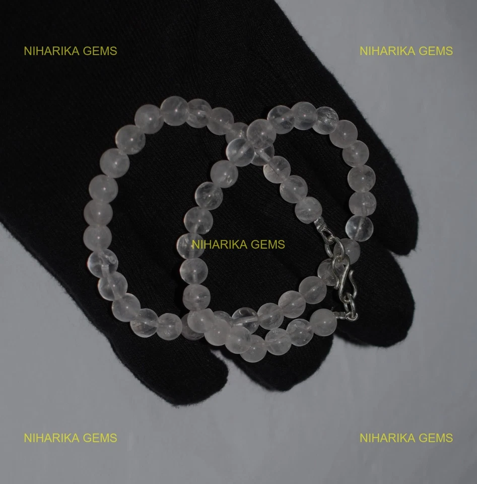 Quarzo Rosa Pietra 925 Argento Sterling Mamma Anniversario Perline Collana Gioie - Immagine 3 di 4