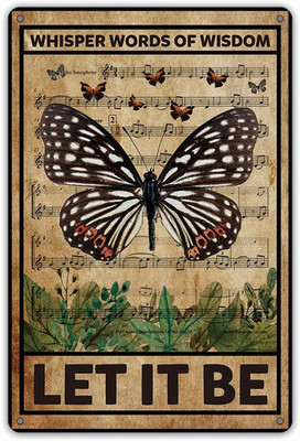 QIONGQI Let It Be the Beatles Metal Tin Sign Wall Decor Retro Whisper Words of W