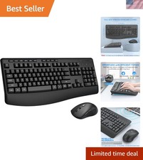 Ergonomic Wireless Keyboard and Mouse Combo with Splash-Proof Design - Black