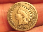 1862 INDIAN HEAD CENT/PENNY, FREE SHIPPING  (#388E)