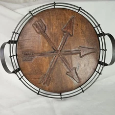 Serving Tray Made In Phillipines Arrows Wood Metal 16 Inch