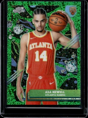 2025-26 Topps Cosmic Chrome Asa Newell RC Green Space Dust Refractor #/75 Hawks