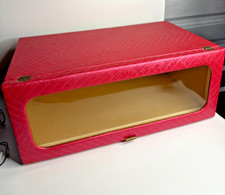 Vintage Pink Quilted Satin Hat Box Display Case Window Gold Hardware 1950s