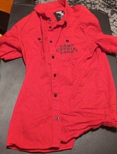 Friday The 13th Shirt Mens Red Medium Camp Crystal Lake Button Up Scary Horror
