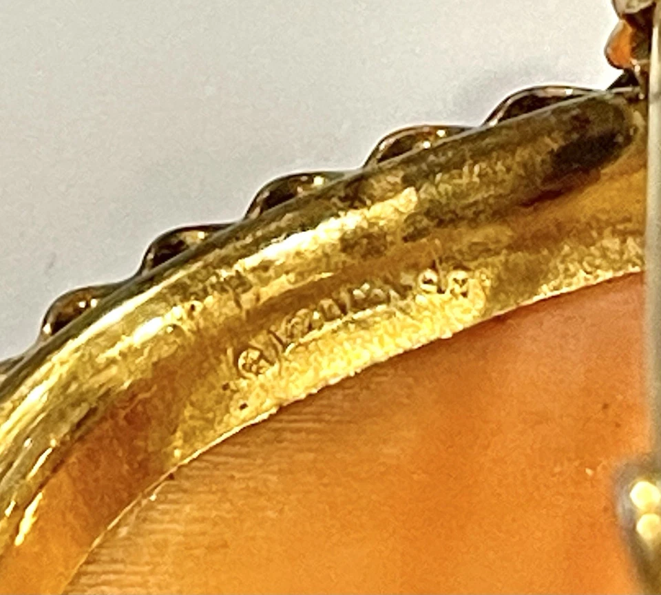 "Colgante broche camafeo concha vintage 1/20 12K GF relleno de oro 1,4""" Foto 4 de 4