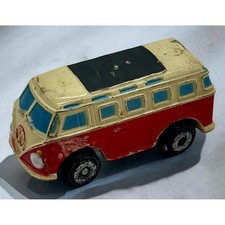 Vintage 1994 LGT Volkswagen VW Microbus Diecast Toy Car Red Cream 1.25 Inch