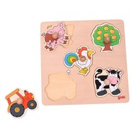 goki 57546 Steckpuzzle Auf Dem Land Aus Holz – Kinderfreundliche Motive Wie Trak