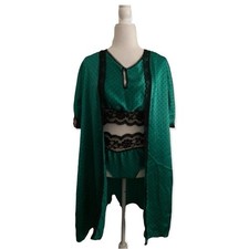 Vintage Green W/black Polka Dot 90  s lingerie 3 piece set