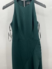 Betsy & Adam Emerald Green Mermaid Maxi Dress High Neck Ruffle Wedding 2