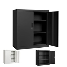 Metal Two Door Office Filing Cabinet 3 Layers Lockable File Storage Cupboard 