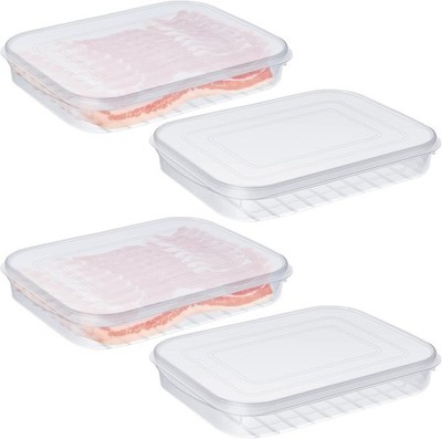4 Pieces Bacon Keeper Plastic Deli Meat Saver W/ Lids Airtight Cold Cuts Cheese
