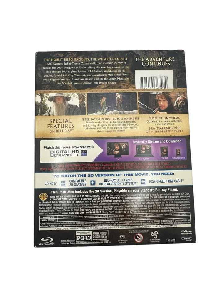 THE HOBBIT The Desolation of Smaug 3D Blu-ray / Blu-ray / DVD 5 Disc Set - Image 2 of 2