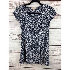 Womens BOG Collective Y2K Navy Blue White Floral Mini Dress Cottagecore Flowy XS