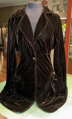 Rancho Estancia Western Long Velveteen Boho Dark Brown Size XLarge Fitted Waist