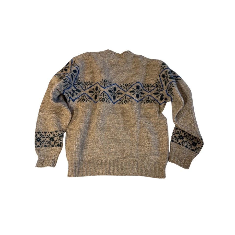 Pendleton Men's 100% Wool Sweater Fair Isle Nordic Snowflake Tan Blue L Warm - Image 2 of 4