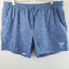 Columbia PFG Fishing Shorts Swim Trunks Men Blue Mesh Lined 6 Size XXL Fish Pat
