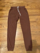 MATE The Label Organic Cotton Terry Classic Joggers Tapered Wms S In Amber EUC