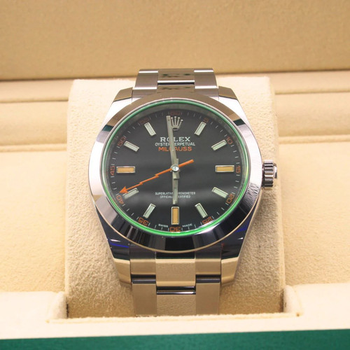 Rolex Milgauss 116400GV Oyster Bracelet Black Dial Stainless Steel 2021