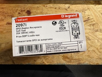 LEGRAND GFCI DUPLEX RECEPTACLE # 2097I