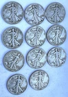 Lot of 11 Walking Liberty Half Dollar Silver Coins. Great Condition and Details!