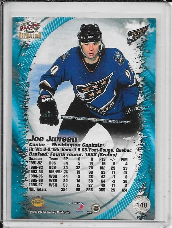 1997-98 Pacific Revolution Joe Juneau Ice Blue # 148 - Image 2 of 2