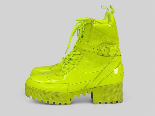 Cape Robbin Hot Rod Platform Combat Boots Womans Size 9M US Bright Neon Yellow - Picture 8 of 11