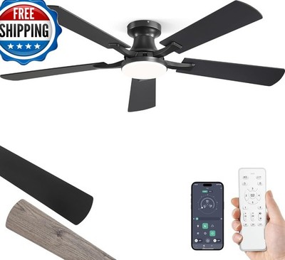 Ventilador de techo de 52 pulgadas con luz, control remoto y app, montaje empotr
