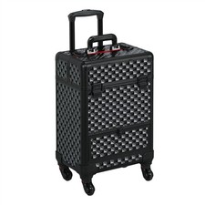 Aluminum Professional Makeup Train Case Trolley Cosmetic Case with Drawers, Used
