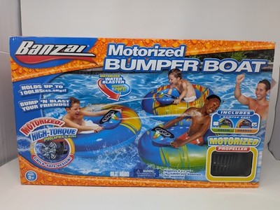 Banzai Motorized Bumper Boat Inflatable Pool Float 12V Water Blaster Toy NIB