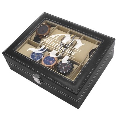 , Custom Personalized Watch Storage Box Case - Name Initial - Groomsmen Fathe...