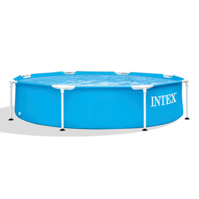 8ft Round Metal Frame Pool 20in Above Ground Swimming Pool Blue