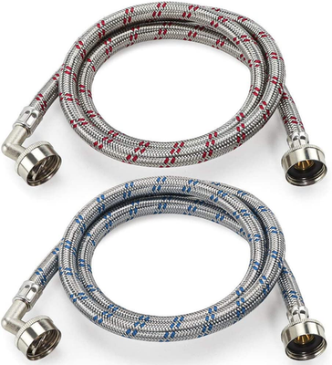 #ad Washing Machine Hoses 4Feet with 90 Degree Elbow Premium Stainless Stee $21.52
