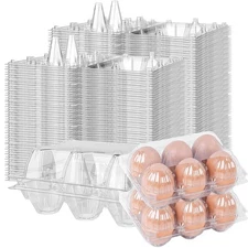120 Pack 6 Eggs Clear Plastic Egg Cartons Bulk, 2x3 Empty Egg Carton, Half Do...