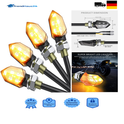 Justech 12V LED Mikroblinker 4 Stück Motorrad E-Prüfzeichen