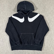 Nike Women's Swoosh Oversize Sweatshirt Medium Black White DR6199-010 Flaw 