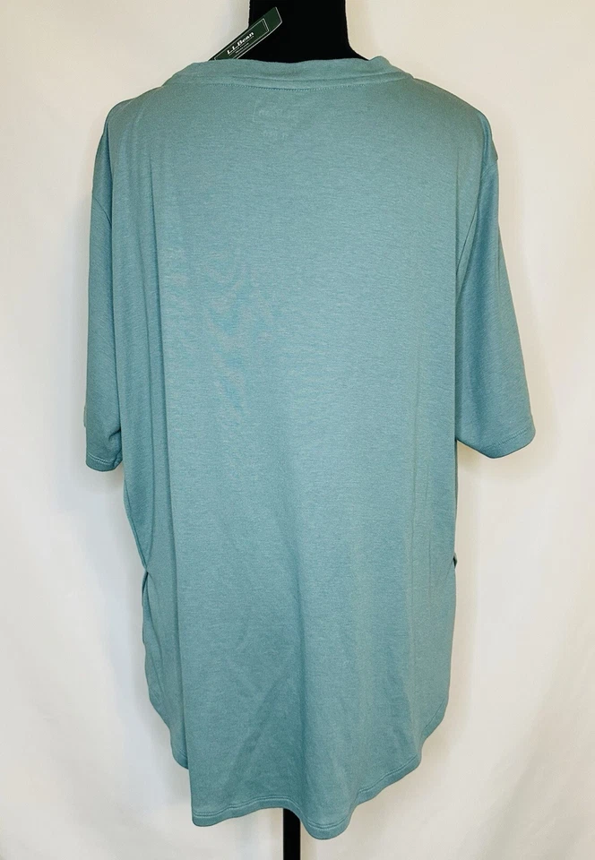 L.L. Bean Pima Cotton ReStore Short Sleeve Top Sea Pine Shirt Women's XL NWT - Image 3 of 4