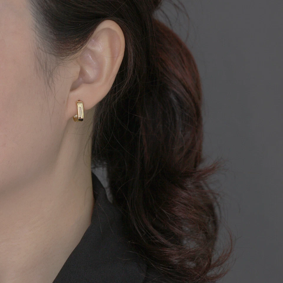 Fashion Woman s925 Sterling Silver U Shape Huggie Hoop Earring Clip 3.5mm Wide - Image 2 of 4