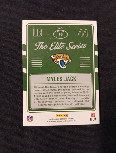 2016 Donruss The Elite Series Rookies /999 Myles Jack #16 RC - Foto 2 di 2