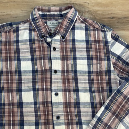 Camicia LL Bean in flanella uomo media scozzese a quadri con bottoni 228061 - Foto 3 di 7