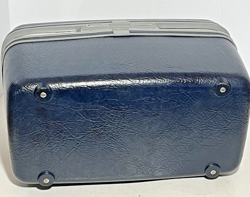 Vintage Navy Samsonite Silhouette Train Makeup Vanity Case No Key - Picture 3 of 6