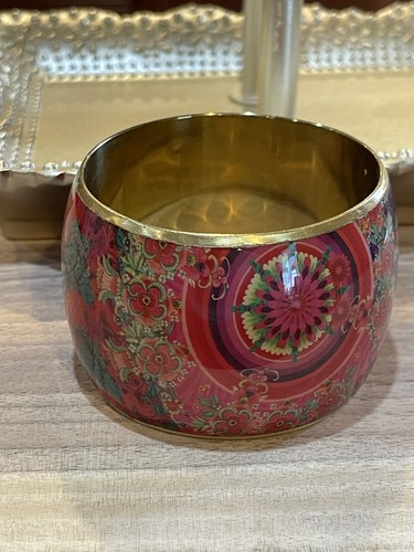 PULSERA BRAZALETE GRANDE VINTAGE Cloisonné Desigual Rojo 2.5" Ancho J - Imagen 4 de 7