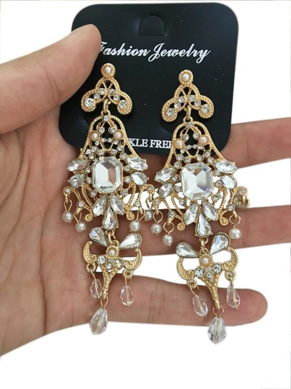 Gold chandelier earrings on sale for wedding