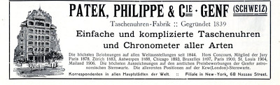 Patek Philippe & Cie Genf Taschenuhren-Fabrik von 1912