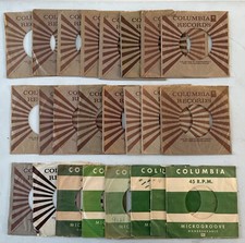 Huge Lot Of 24 Vintage Columbia 45 RPM Record Sleeves - Company Sleeves