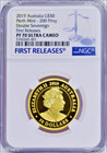 2019 Australia DOUBLE Sovereign GOLD $50 coin NGC PF70 FR 200 privy QEII Face Up