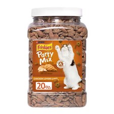 Paquete de 3 purina friskies mezcla de fiesta golosinas para gatos bocadillos crujientes de pollo bote de 20 oz