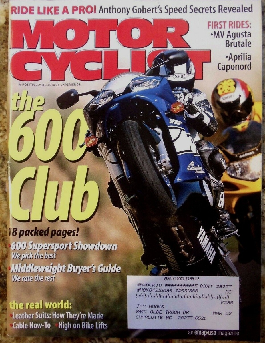 うさ Motorcyclist August 2001 Suzuki GSX-R600 Yamaha YZF-R6 Honda