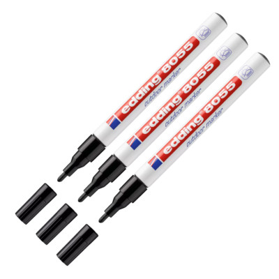 3x Edding Outdoormarker 8055 Permanentmarker wetterfest Marker Filzstift schwarz